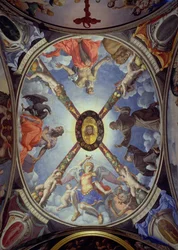 The Ceiling of the Chapel of Eleonora of Toledo Depicting St. Michael Archangel Conquering Satan; St. John the Evangelist; St. Jerome; and St. Francis Receiving the Stigmata, 1555